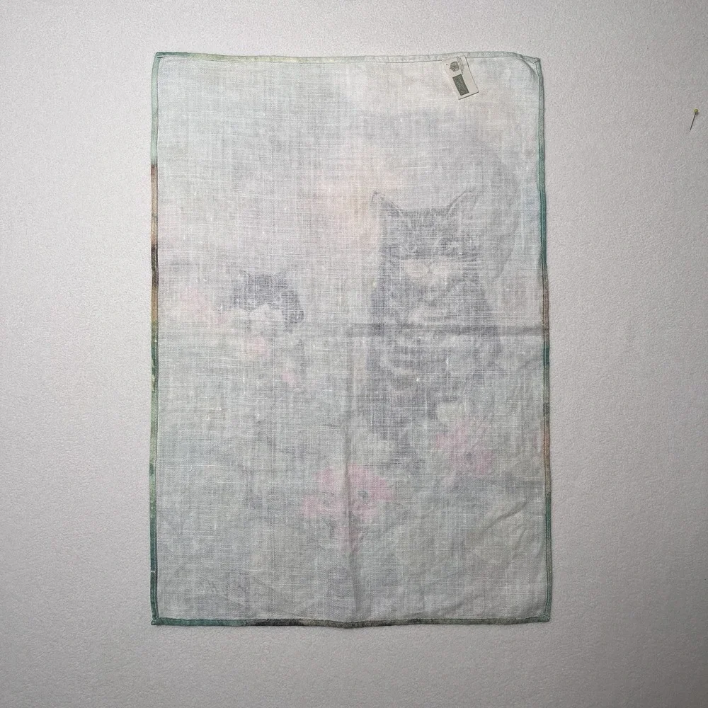 VTG Leslie Holmes Linen Tea Towel Cats Ireland Ulster Weavers Pure Irish Linen